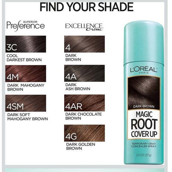 L'Oreal Paris Root Cover Up Temporary Gray Concealer Spray, Dark Brown - Picture 5 of 8